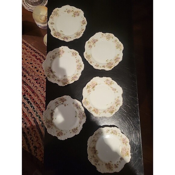 Hermann Ohme Other - Lot -6 Antique Hermann Ohme 6" Eglantine Style China Bread Plate Pre-1920 Ruffle